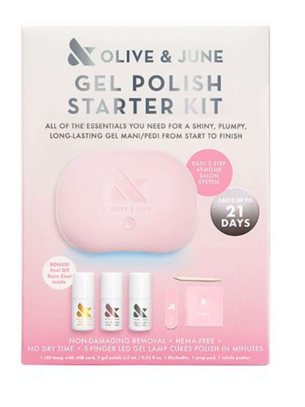 Olive & June Gel Polish Starter Kit Easy Home Salon Lasts Non Damaging NWT LAMP